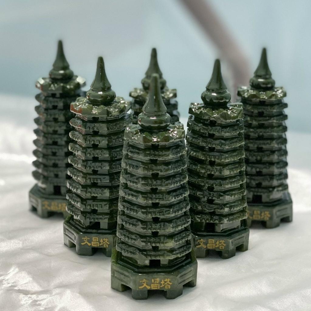 Tháp Văn Xương đá ngọc Serpentine - cao 15cm
