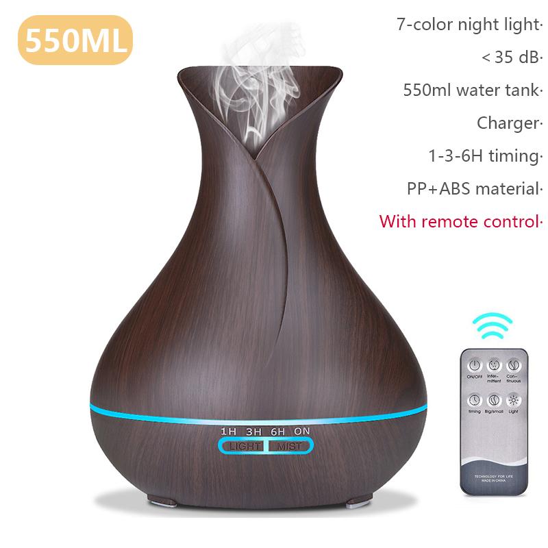 550Ml Vân Gỗ Khuếch Tán Tinh Dầu Siêu Âm Thanh Máy Tạo Độ Ẩm Không Khí Máy Khuếch Tán Tinh Dầu Làm Thơm Phòng Máy Phun Sương Tạo Độ Ẩm Nồi Cơm Điện Từ Phun Sương Tạo Đèn LED