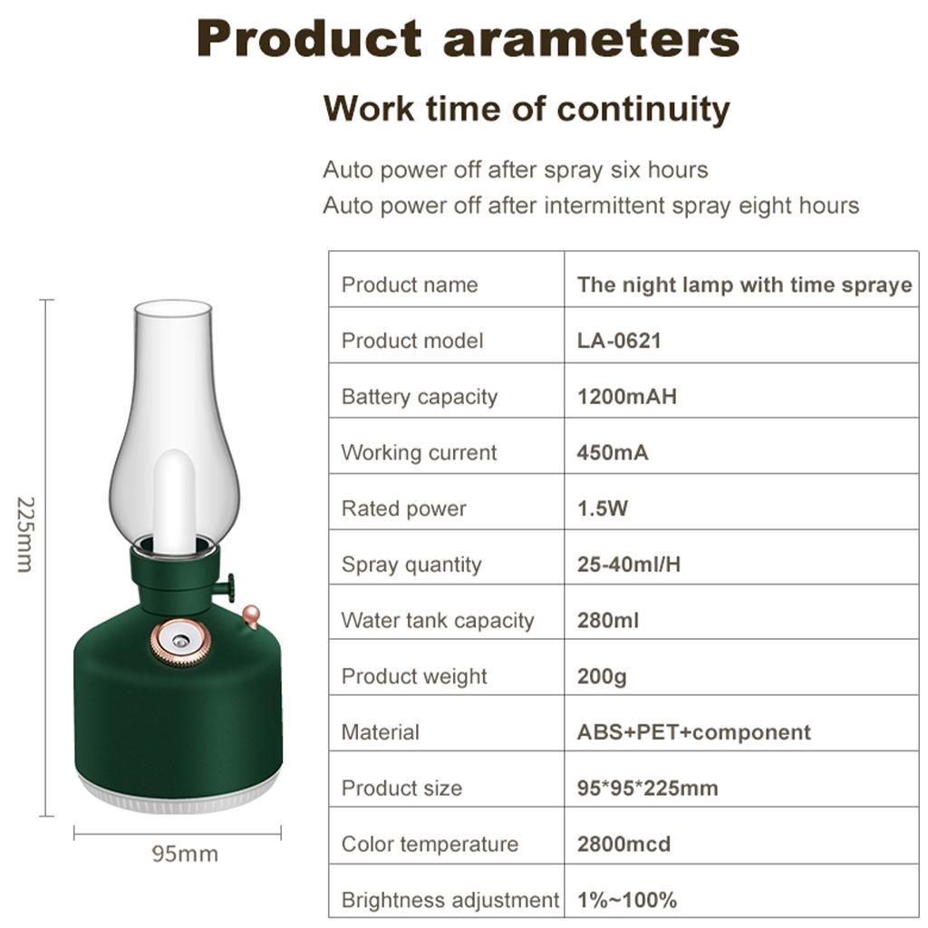 LED 280ml Air Humidifier  Essential Oil  Diffuser Night Light Green