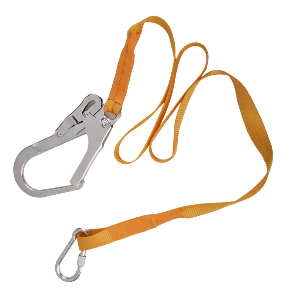 22KN Outdoor Climbing Safety Harness Belt Lanyard With Carabiner Buckle