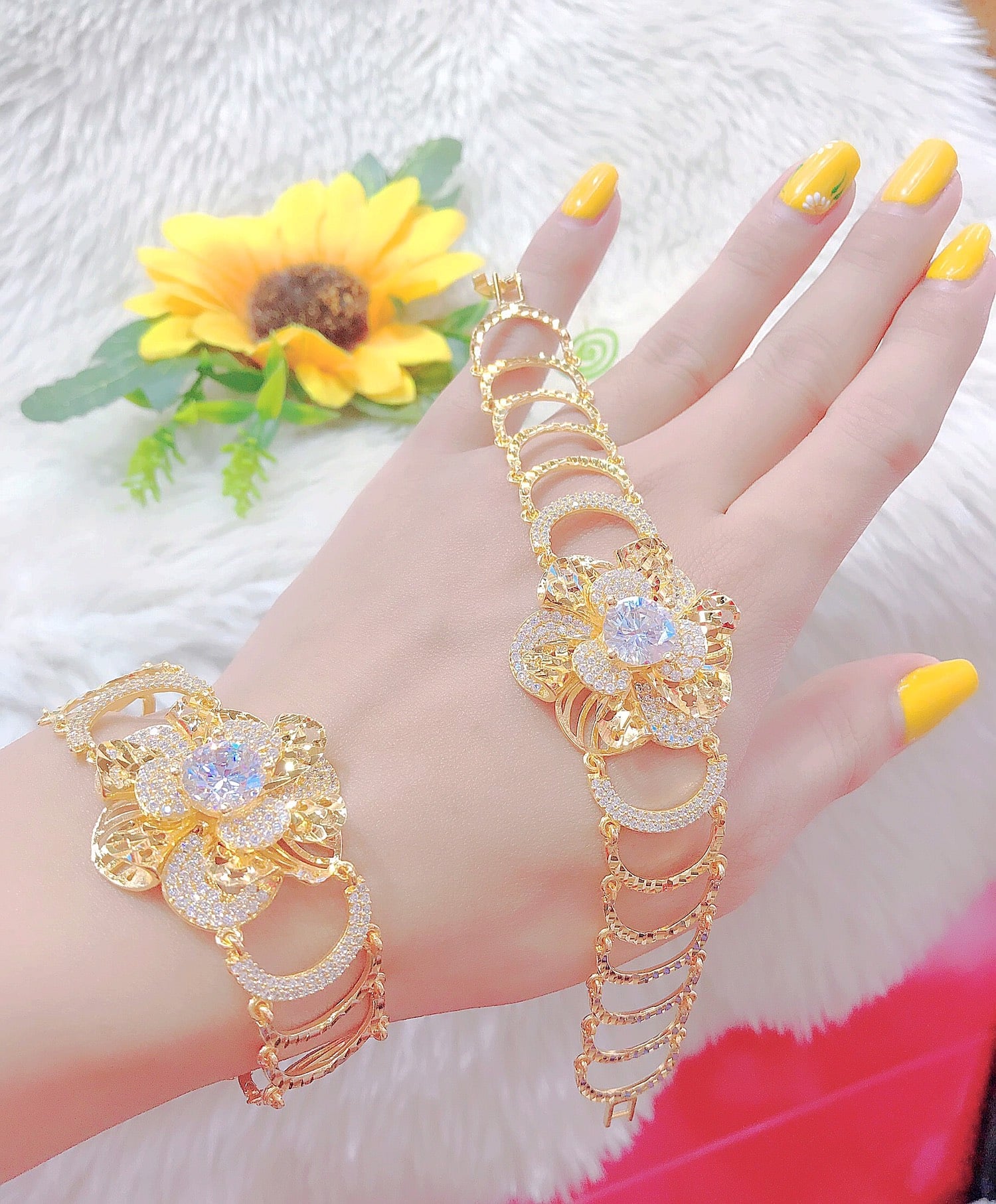 Lắc tay Hoa Mai Nữ - lắc tay mạ vàng 18k - Bền Màu