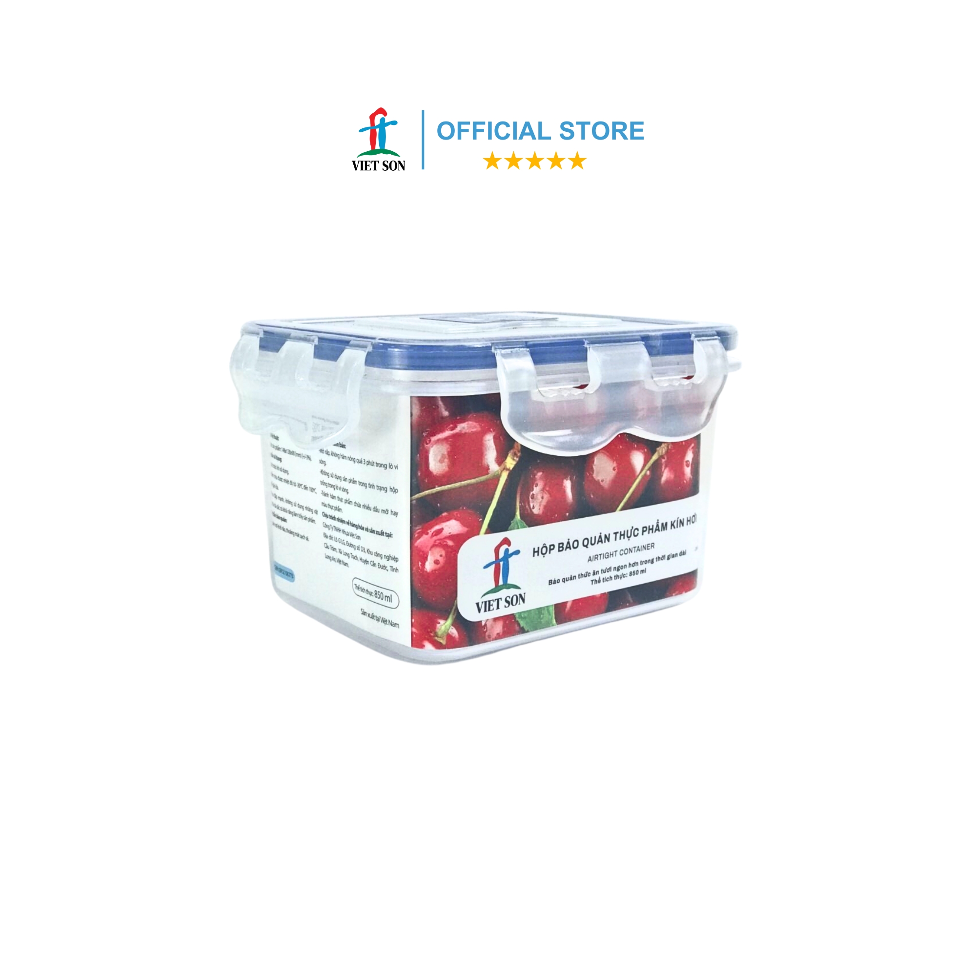 Hộp Đựng Thực Phẩm VIETSON 850ml Nắp Khóa 4 Cạnh Kín Hơi