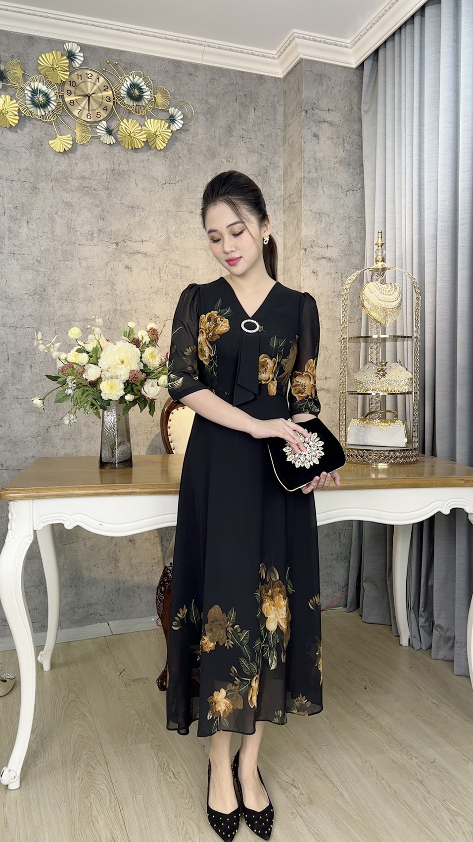 Đầm Trung Niên [ Linh Trà ] (TM 1143) Trẻ Trung Thiết Kế Trang Nhã Thanh Lịch Bigsize Đi Làm Đi Tiệc Cho Bà Cho Mẹ U50