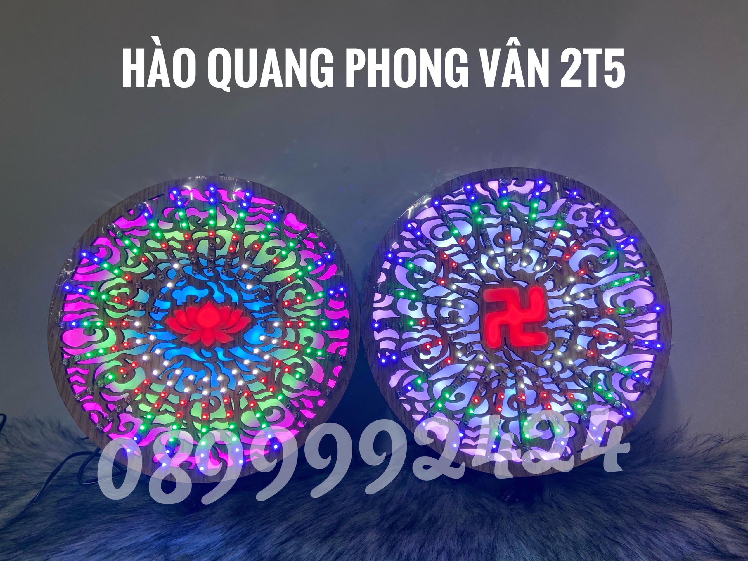 ĐÈN THỜ HÀO QUANG LED PHONG VÂN 2 Tấc 5 (25cm)