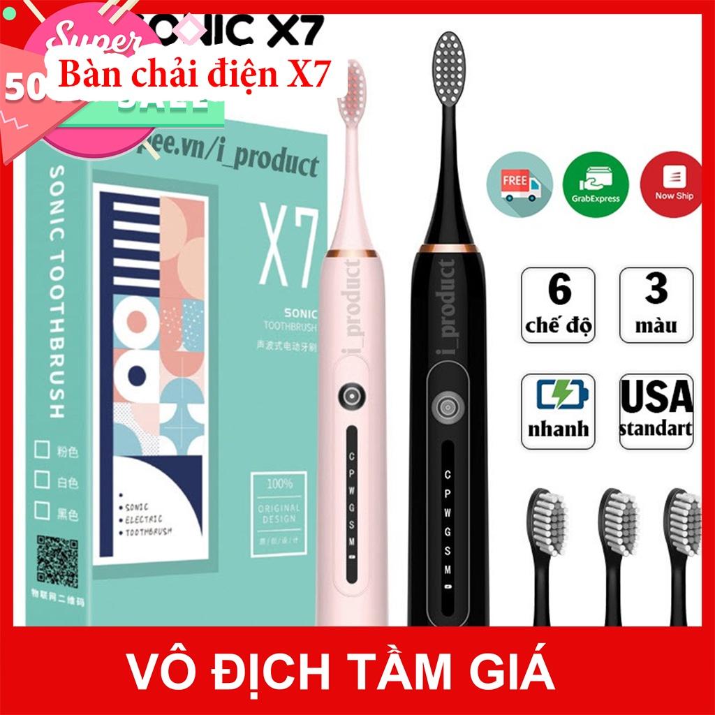 Bàn chải điện Sonic X7 Pro Thế Hệ Mới, Bàn chải đánh răng điện công nghệ châu Âu 6 chế độ rung, lỗi 1 đổi 1