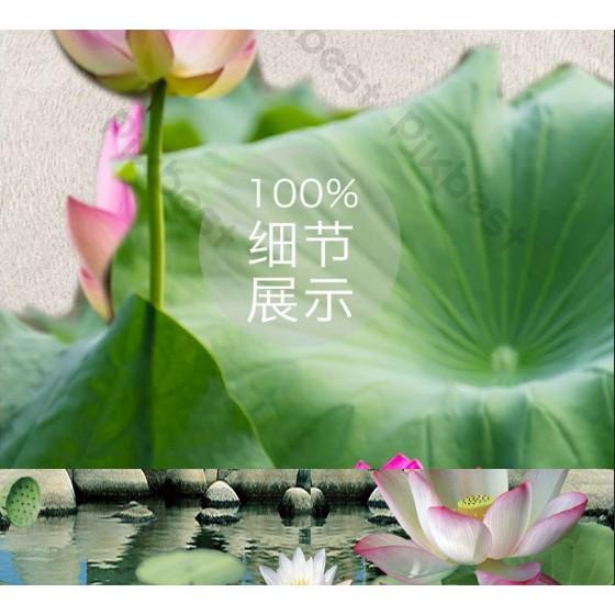 Tranh dán tường Tranh hoa sen trang trí nền tường nổi bật, tranh dán tường 3d hiện đại MS827635