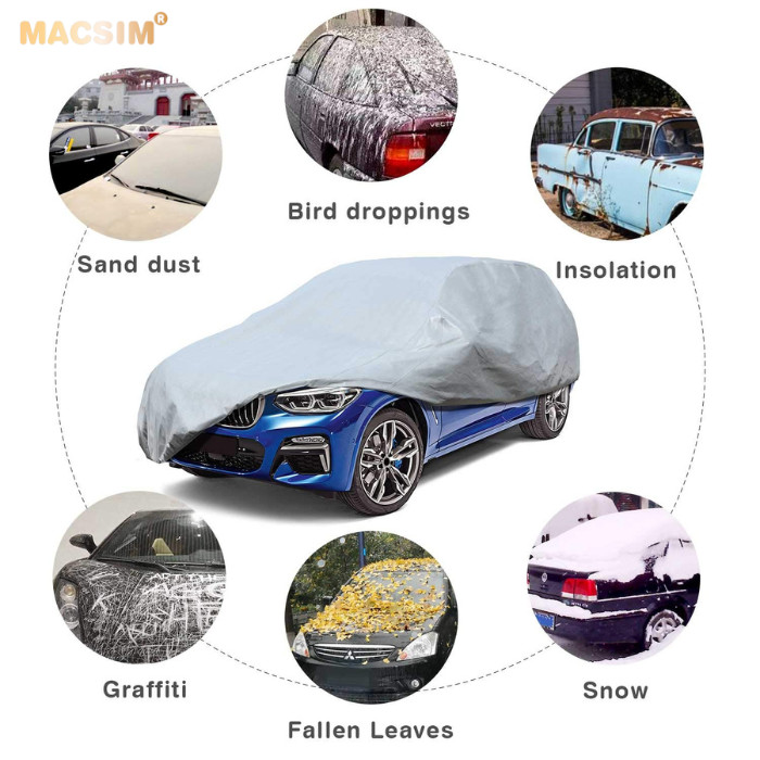Bạt phủ ô tô chất liệu vải không dệt 3 lớp cao cấp thương hiệu MACSIM cho xe ô tô Toyota Avanza- màu ghi