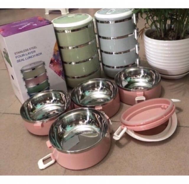 SALE GIÁ RẺ_ cặp lồng 4 tầng ủ nhiệt giữ nóng _ 2 lớp cách nhiệt _inox 304 k rỉ