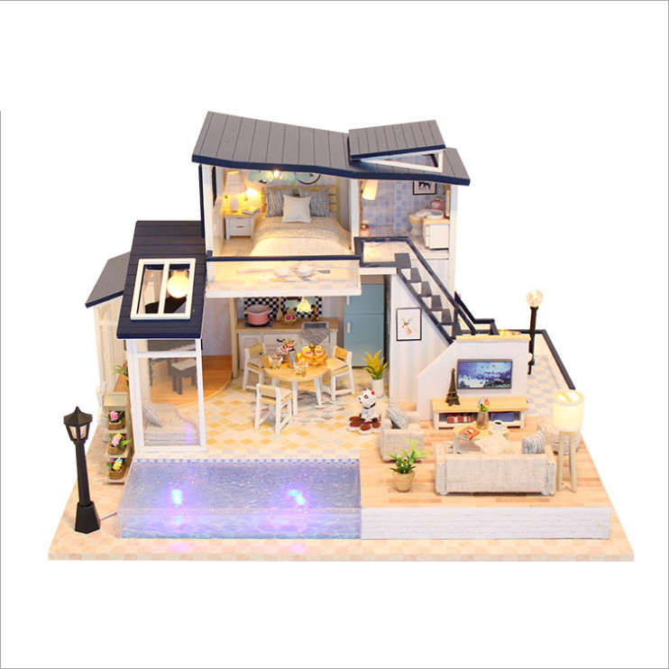 Mô hình nhà DIY Doll House Mermaid Tribe Kèm Mica Chống bụi và Dụng cụ lắp ráp