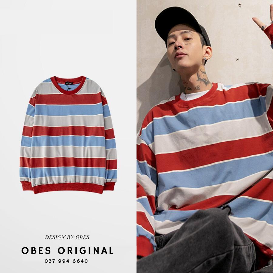 Áo phông kẻ đỏ dài tay nam, sweater mã PK703