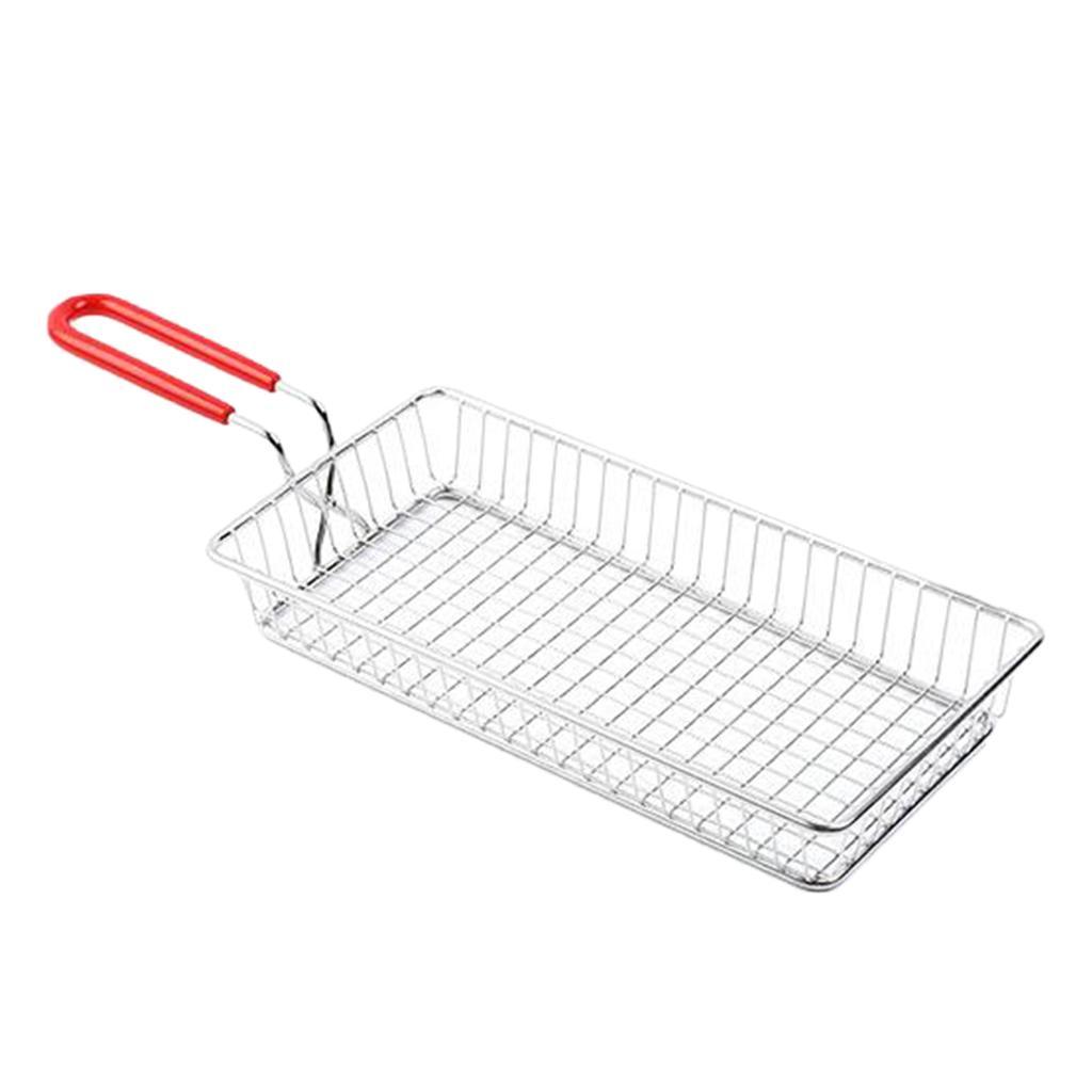 Rectangle Stainless Steel Fried Basket Strainer Fried Chicken Chips Colander