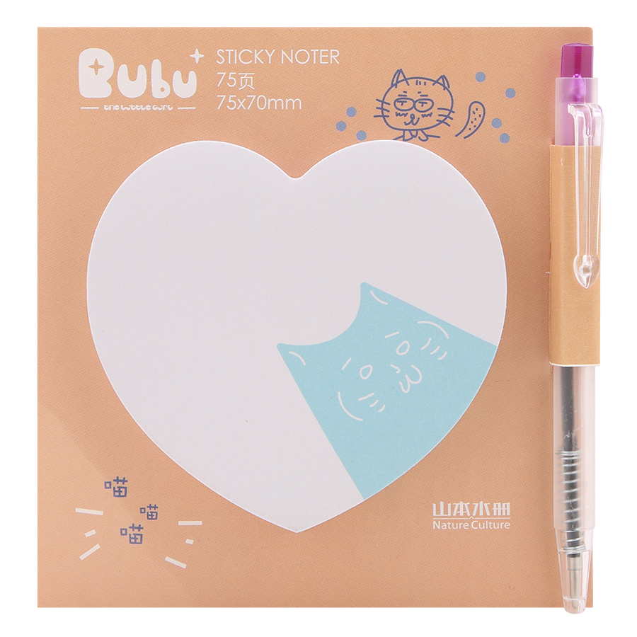 Giấy Note Tim - Kèm Bút Bubu BLTO-0040