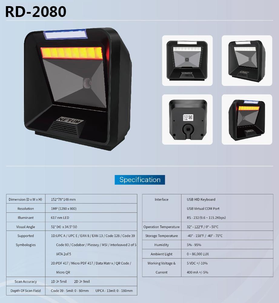 RD-2080 Trình đọc mã vạch phẳng cho cửa hàng 2D