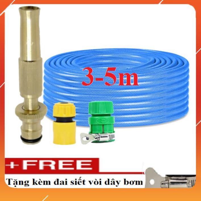 Bộ dây vòi xịt bơm nước tưới rửa , tăng áp 3 lần, loại 3m, 5m 206587 cút sập,nối nhựa+ đai