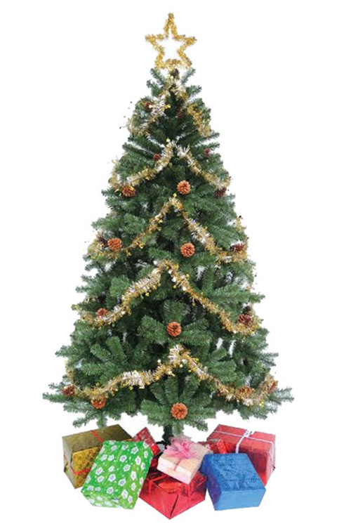 Cây thông noel 3 loại lá gắn trái thông lăn kim tuyến ( Cao 180cm)