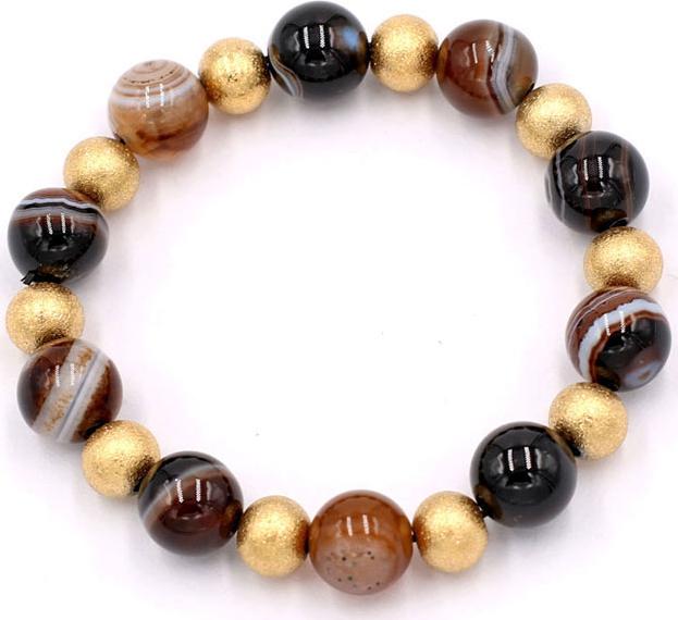 Vòng tay chuỗi hạt - đá mã não nâu sọc 10 ly VMANSHVT1 - vòng đeo tay phong thủy