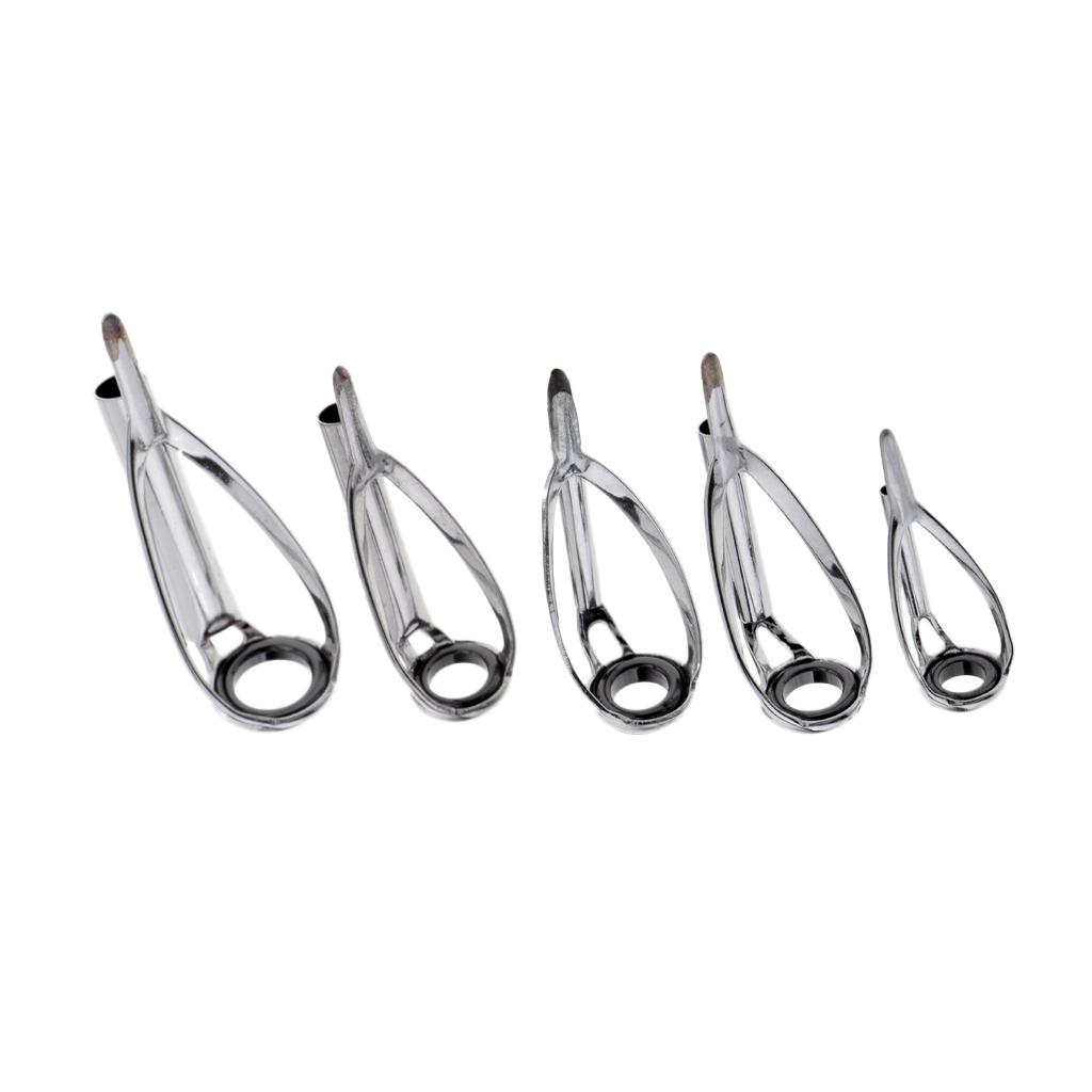 5pcs Fishing Rod Tip Tops Repair Kit SIC Ring Spinning Rod Guides Tips Kit