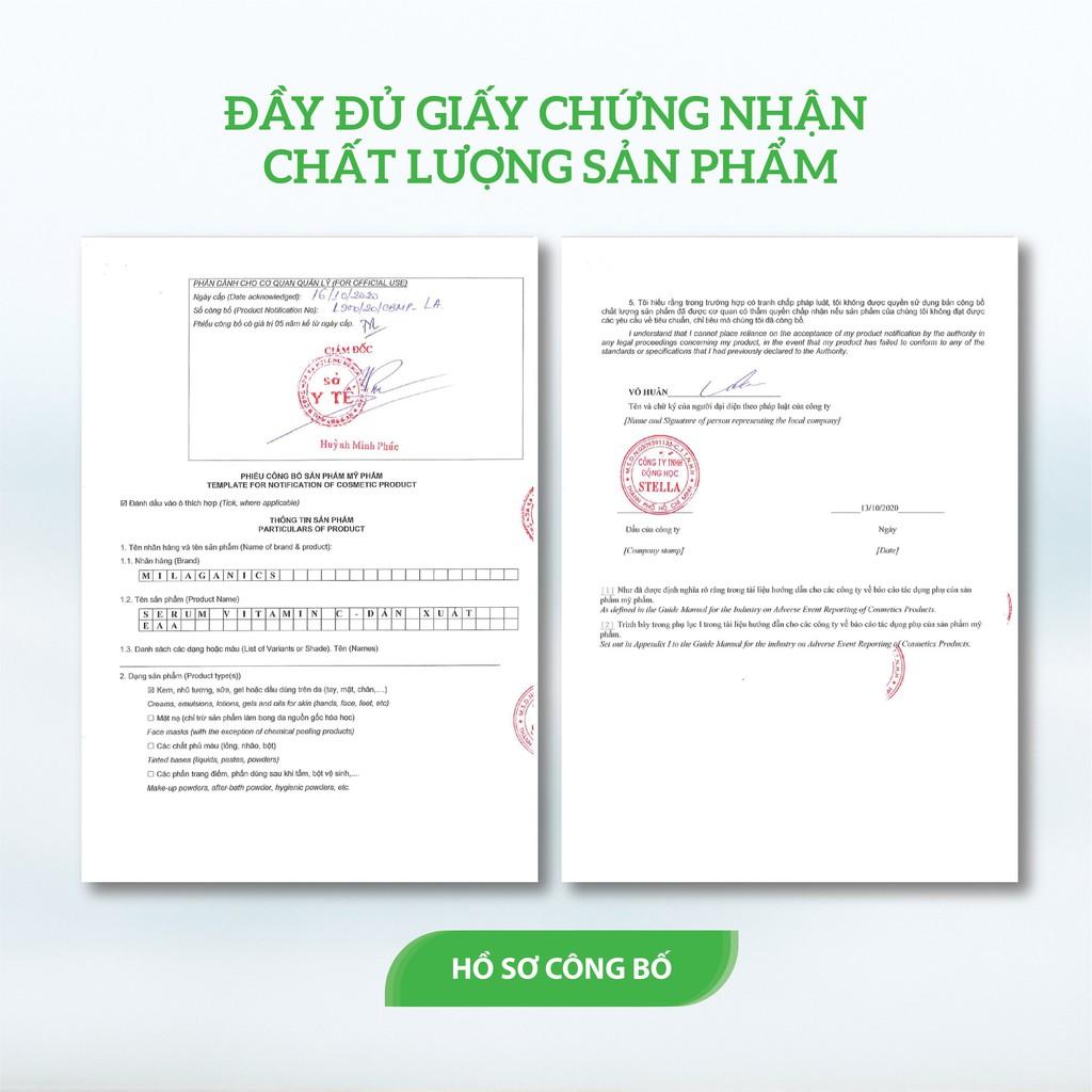 Serum Trắng Da Vitamin C Dưỡng Sáng, Mờ Thâm Bổ Sung HA & Collagen MILAGANICS 10ml