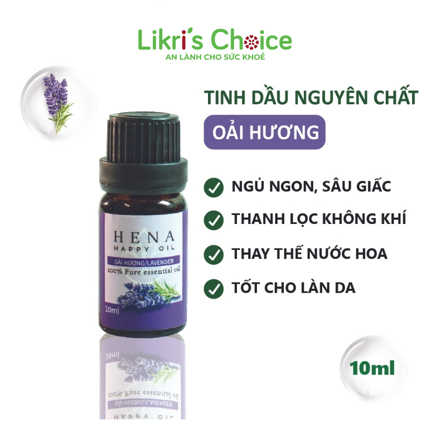 Tinh dầu Oải Hương Lavender HENA HAPPY OIL nguyên chất giúp thư giãn thanh lọc không khí (10ml)