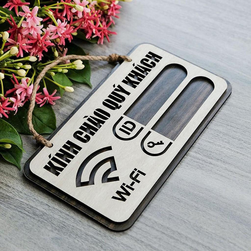 Tranh gỗ treo tường_Bảng gỗ trang trí wifi password F03_CRN_01 WoodLaserDecor