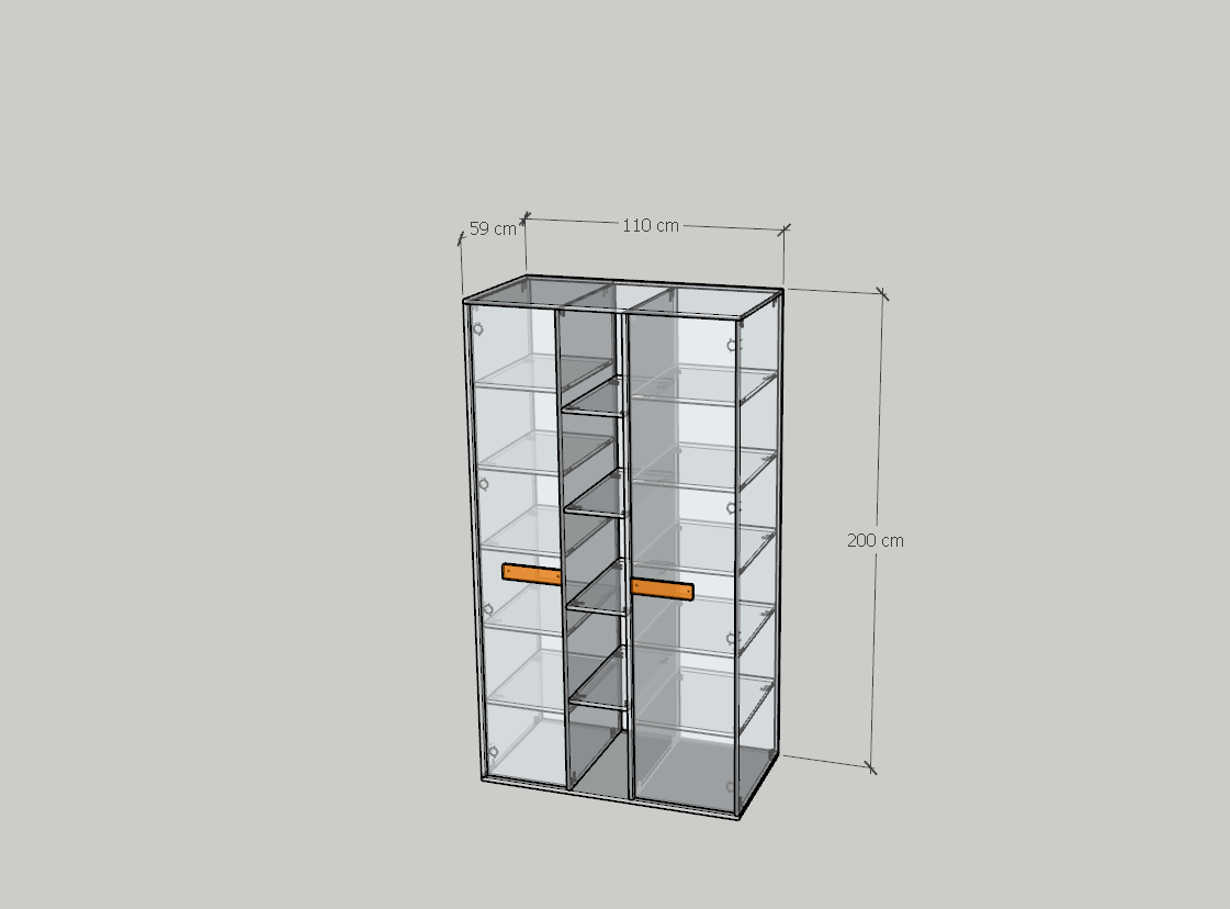 HAPPY FURNITURE , Tủ quần áo 2 cửa mở - SPACE, TCM_242 , 110cm x 59cm x 200cm DxRxC