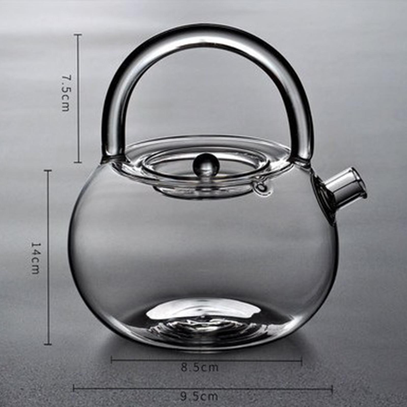 High Borosilicate Glass Tea Pot, Transparent Tea Kettle with Handle for Loose Leaf Blooming