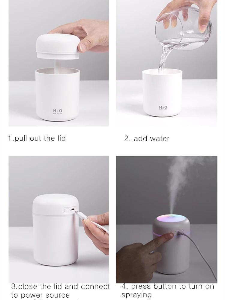 Di Động Mini 300ML Không Humidifer Siêu Âm Tinh Máy Khuếch Tán Tinh Dầu USB Phun Sương Tạo Xông Phòng Máy Tạo Ẩm, Phun Sương Dành Cho Văn Phòng Nhà