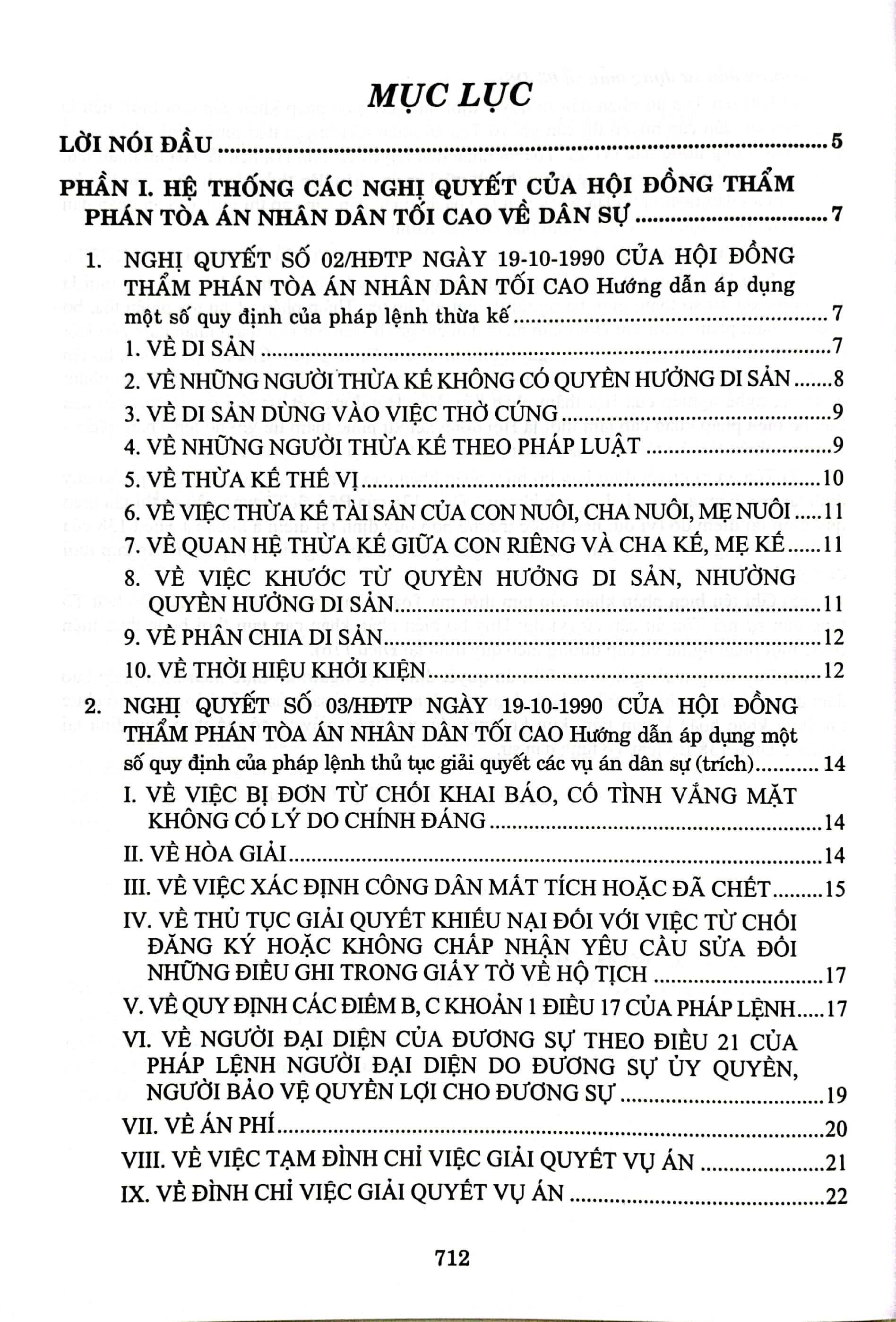 Hệ Thống Các Nghị Quyết Của Hội Đồng Thẩm Phán Tòa Án Nhân Dân Tối Cao Về Dân Sự Và Tố Tụng Dân Sự Từ Năm 1990 Đến 2023