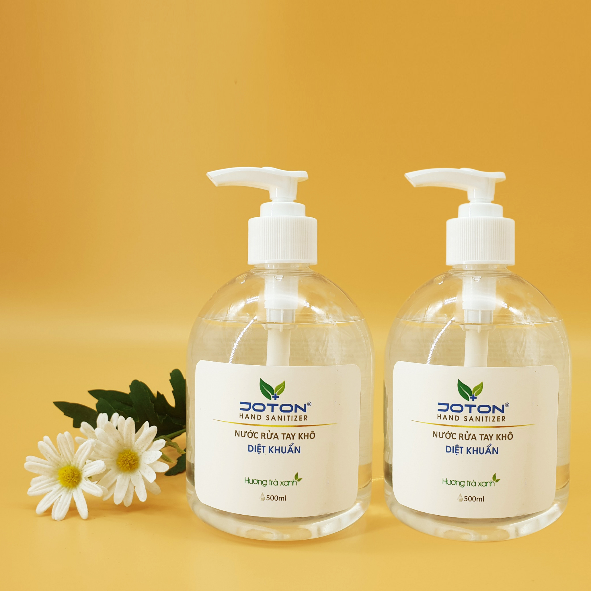 Combo nước rửa tay khô diệt 99.99% vi khuẩn - Joton hand sanitizer 500ml - Hương trà xanh
