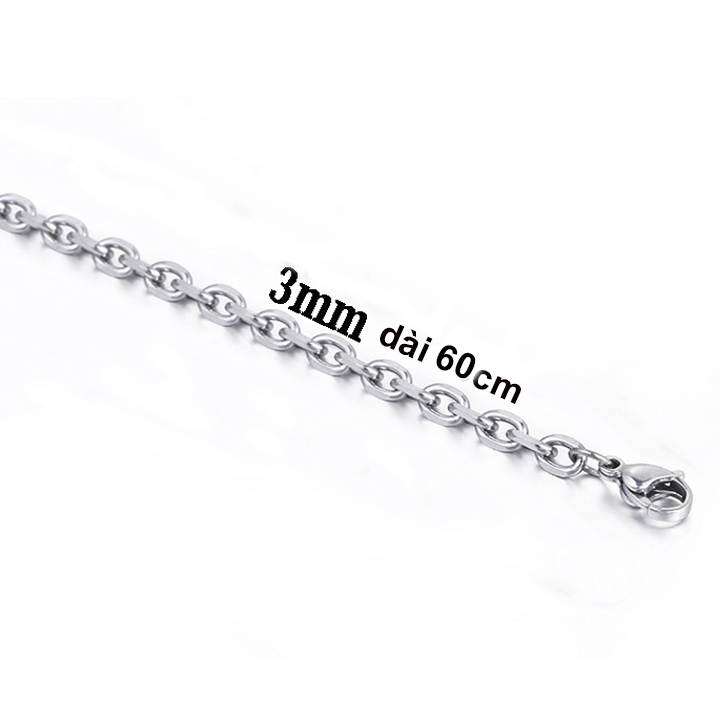 Dây chuyền nam mắt xích tròn 3li cá tính MDC003-3 Không đen không gỉ sét