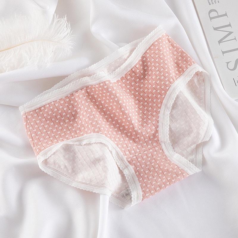 Quần Lót Nữ Cotton Siêu Thoáng Nâng Mông Trái Tim Hồng QL04