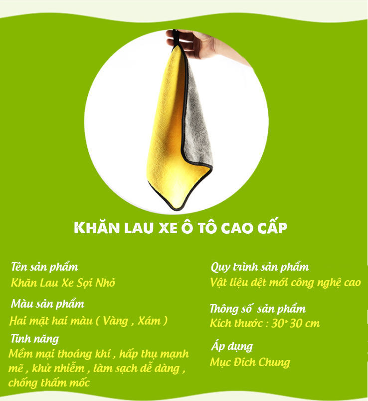 Khăn Lau Oto Cao Cấp Dày Siêu Thấm Vàng, Khăn Chùi Vệ Sinh Xe ô tô, Xe Hơi Chuyên Dụng