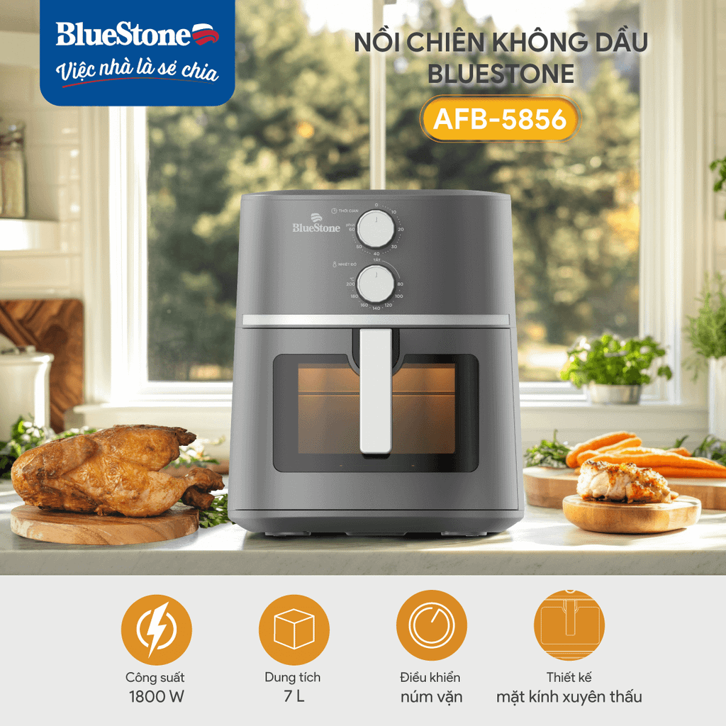 Nồi Chiên Không Dầu BlueStone AFB-5856 7 Lít 1800W - Hàng chính hãng