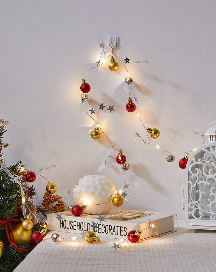 Đèn led trang trí noel quả châu đỏ vàng