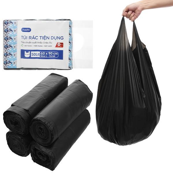 Túi Rác Tự Hủy Inochi 25L (Màu Đen, 04 cuộn, kích thước 54 x 70 cm)