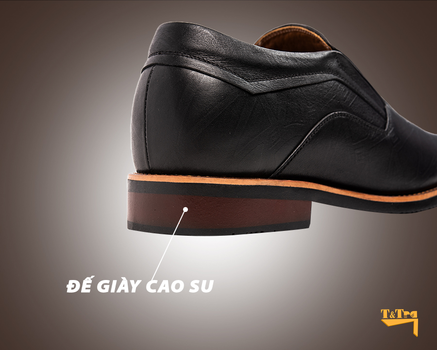 Giày Tăng Chiều Cao Nam T&TRA Tăng Cao 6Cm- T52 Đen - Chất Liệu Da Bò Cao Cấp, Đế Cao Su Đúc , Phần Tăng Cao Ẩn Bên Trong