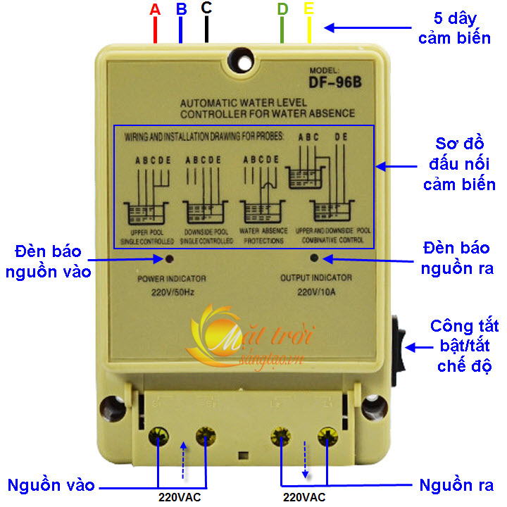 Cảm biến bơm nước tự động DF-96B - Cảm biến DF -96B + 3 đầu dò cảm biến