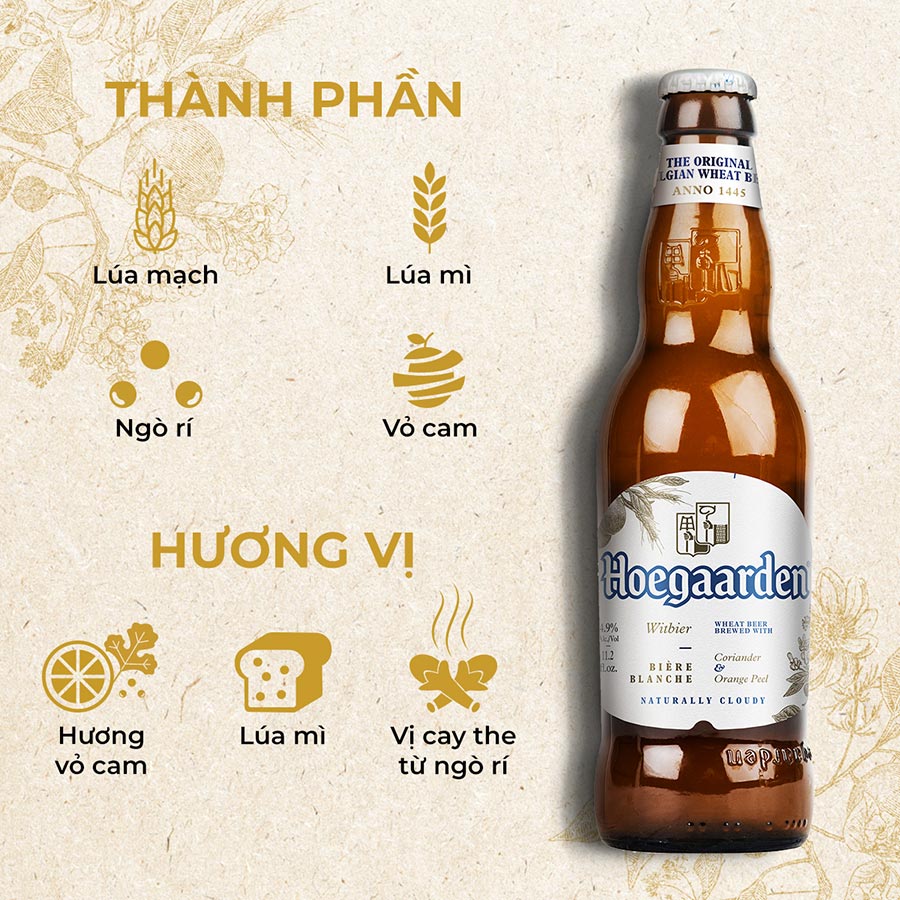 Lốc 6 Chai Bia Hoegaarden White (330ml x 6 Chai)