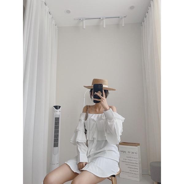 Áo sơ mi trễ vai bèo siêu hot