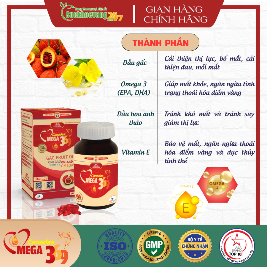Viên uống Canadas Omega 3.6.9 bổ mắt, đẹp da, chống lão hóa, tốt cho tim mạch - Hộp 60 viên.
