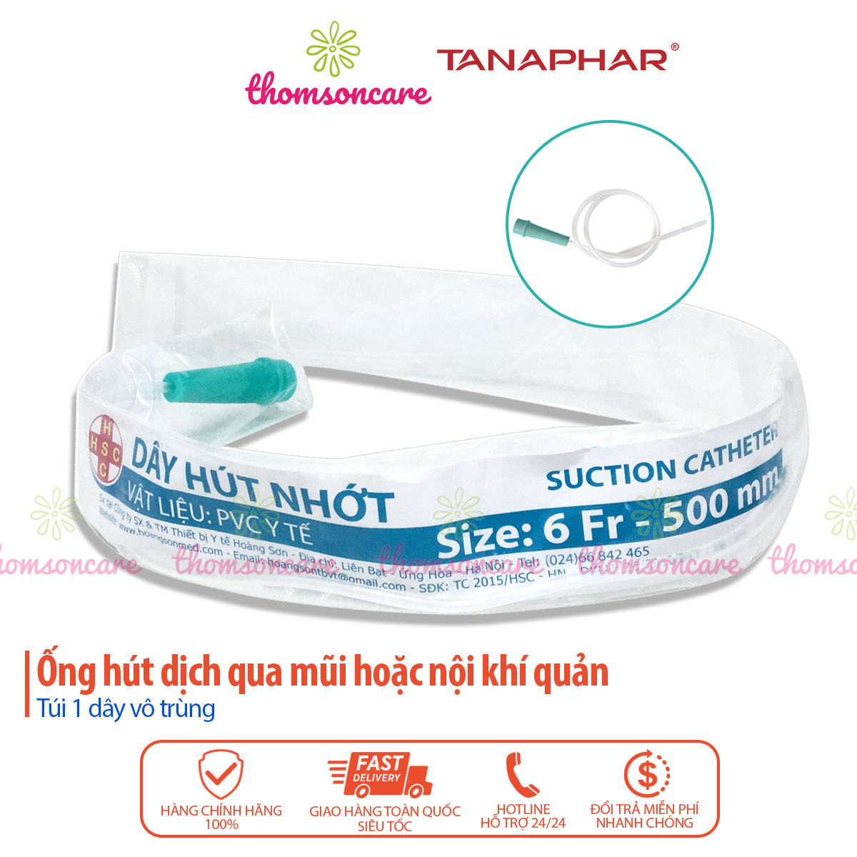 Dây hút nhớt - Combo 10 ốnghút đàm, dịch y tế Tanaphar - Mỗi chiếc trong túi tiệt trùng, vệ sinh