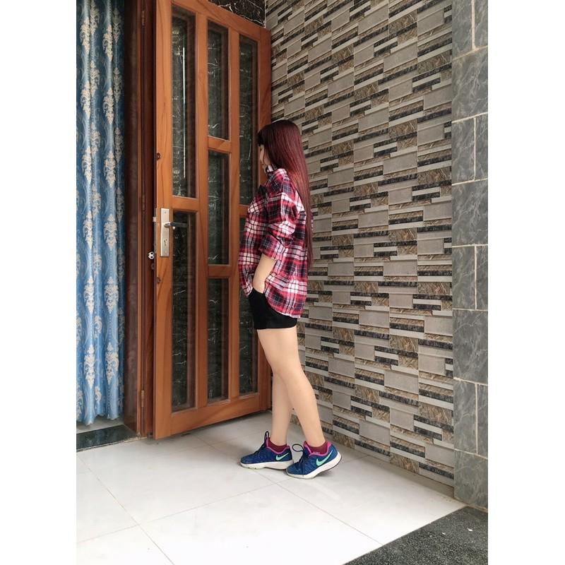 Áo sơ mi oversize 2 cổ caro