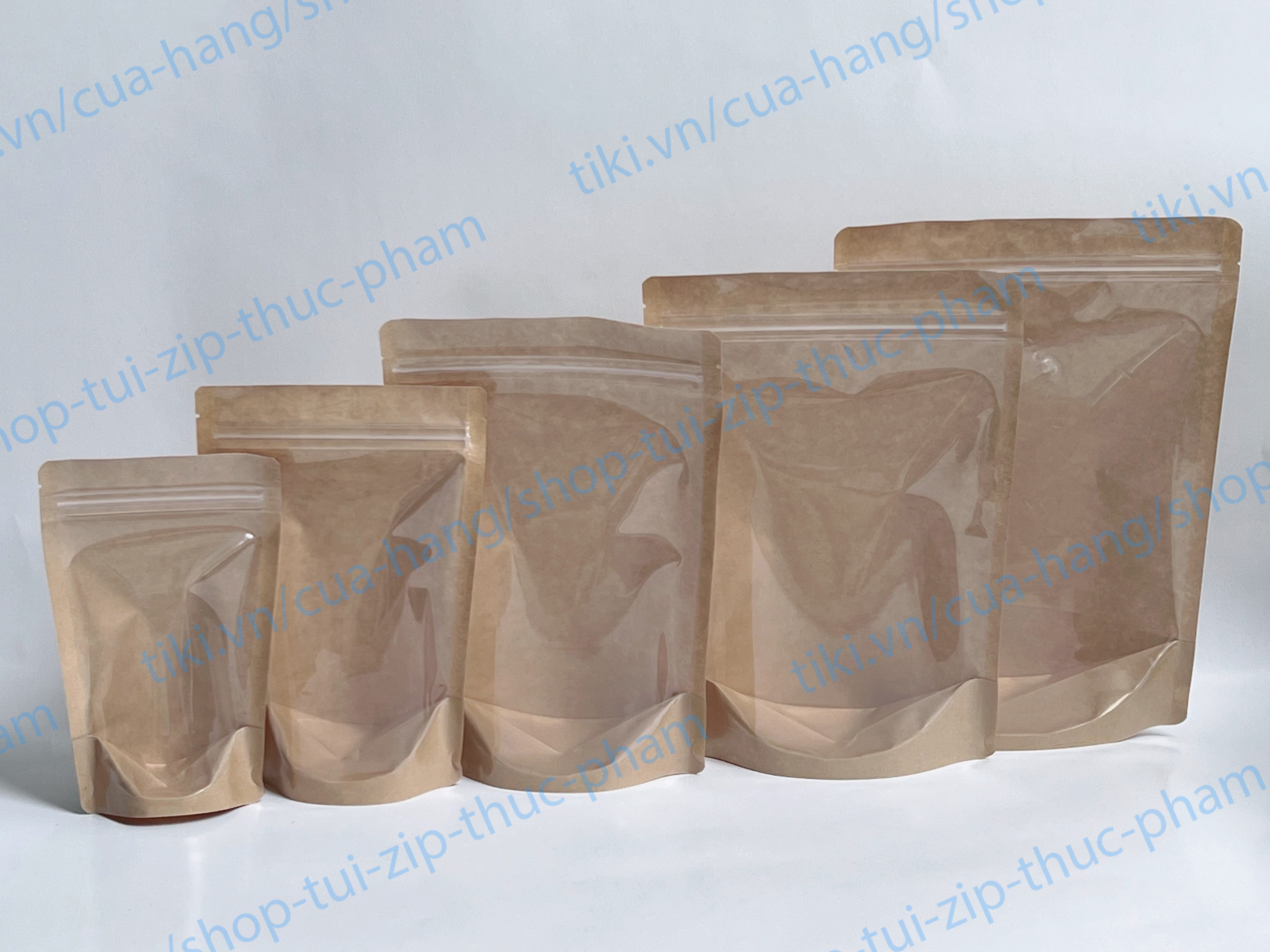 0.5KG Túi Zip mặt giấy - mặt trong, túi giấy đựng thực phẩm khô, Túi đựng bánh kẹo, túi zip giấy kraft, craft nhìn thấy sản phầm bên trong