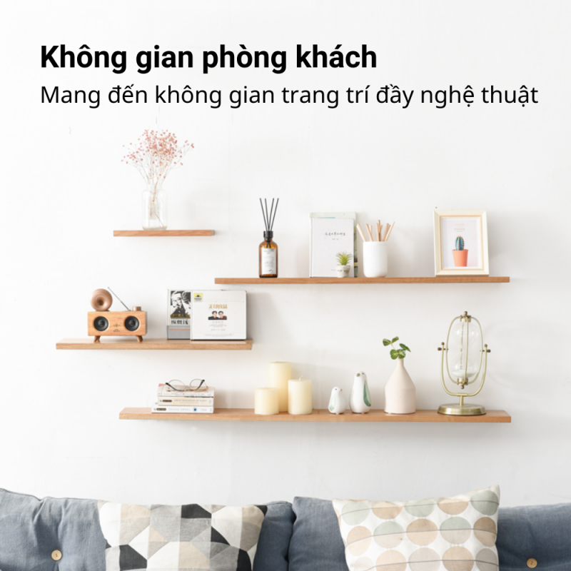 Kệ Treo Tường Trang Trí Decor FIVO Mã FB41 Chất Liệu Gỗ Chống Ẩm Dày 17mm, Tiết Kiệm Diện Tích, Đinh Âm Tường Chắc Chắn