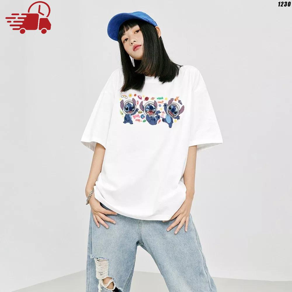 Áo thun tay lỡ áo phông nam nữ cao cấp unisex in hình Stitch Disney vui nhộn
