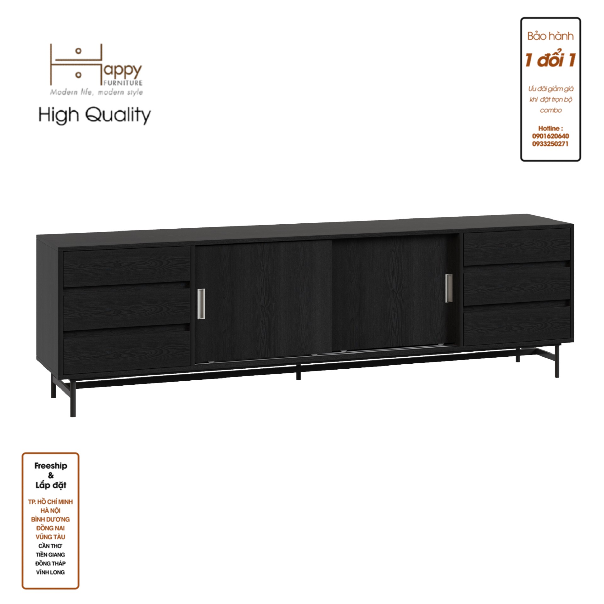 [Happy Home Furniture] LUCA , Kệ TV 2 cửa lùa , 220cm x 42cm x 65cm ( DxRxC), KTV_015