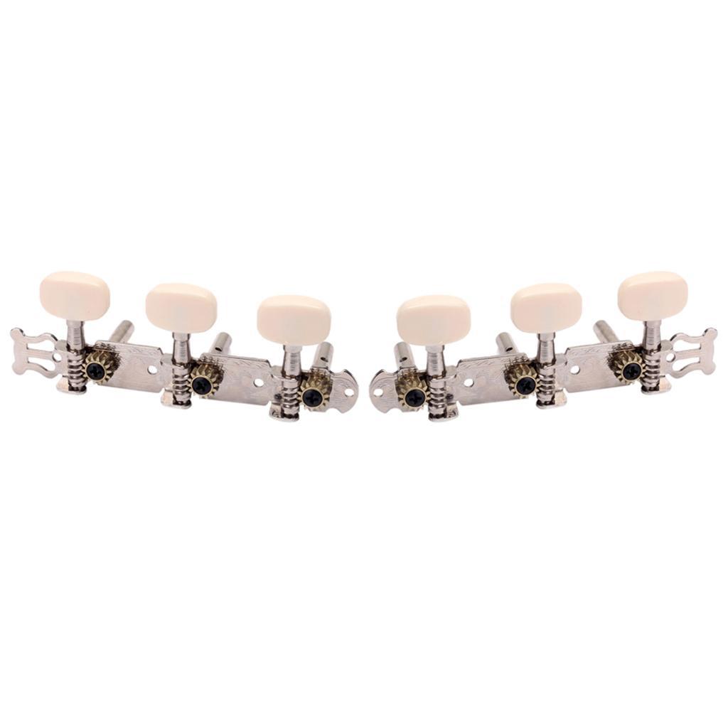 A Set Classical Guitar Tuner Tuning Keys Pegs White Machine Heads