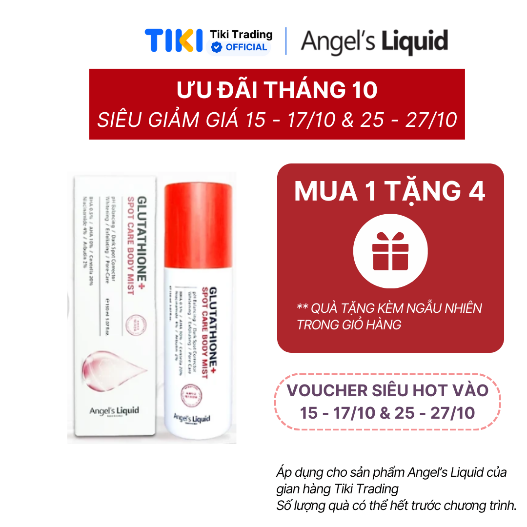 [PHIÊN BẢN NÂNG CẤP] Xịt Giảm Mụn Lưng Sáng Da Cơ Thể Angel's Liquid Glutathione+ Spot Care Body Mist 150ml