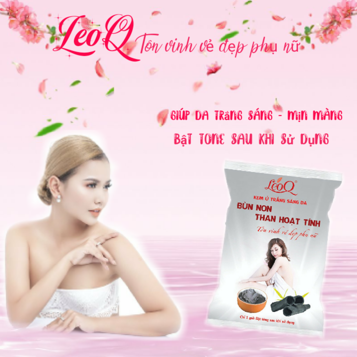 Kem ủ trắng da bùn non than hoạt tính 110g LeoQ