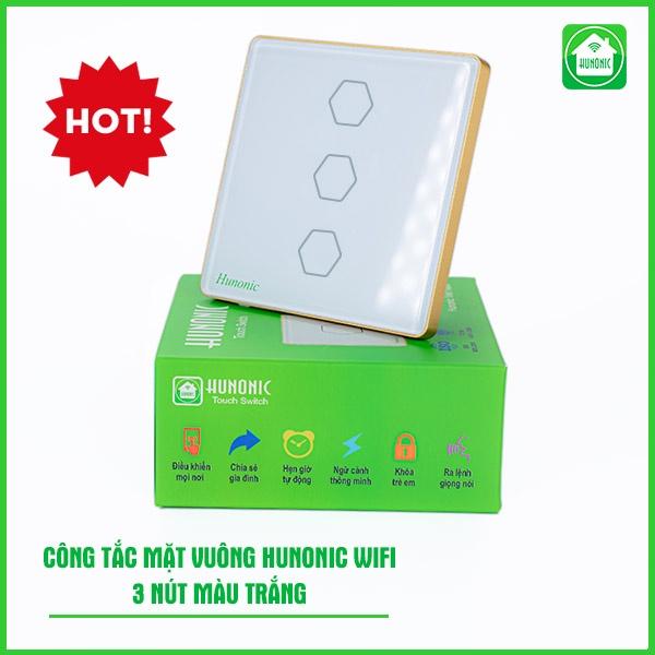 Công Tắc Cảm Ứng Hunonic Wifi Mặt Vuông, Điều Khiển Mọi Thiết Bị Từ Xa Qua Điện Thoại Và Giọng Nói